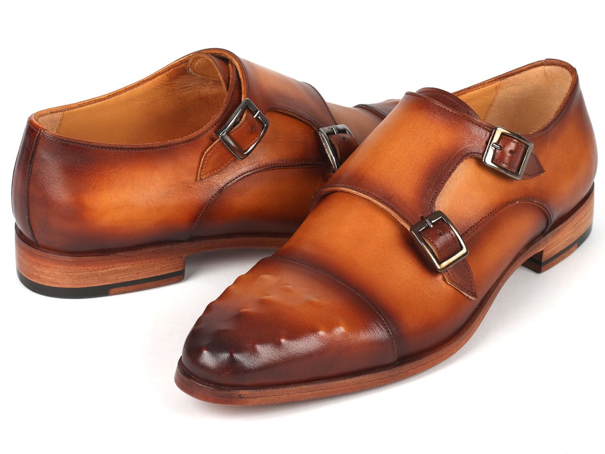 Paul Parkman Men's Studded Cap Toe Monkstraps Light Brown (Id047 - Cml) by Paul Parkman – Don't Panic Shoes