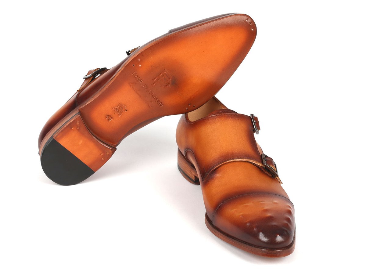 Paul Parkman Men's Studded Cap Toe Monkstraps Light Brown (Id047 - Cml) by Paul Parkman – Don't Panic Shoes