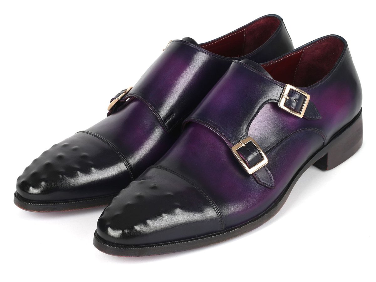 Paul Parkman Men's Studded Cap Toe Monkstraps Purple (Id047 - Prp) Shoes by Paul Parkman – Don't Panic Shoes