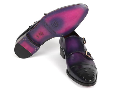 Paul Parkman Men's Studded Cap Toe Monkstraps Purple (Id047 - Prp) Shoes by Paul Parkman – Don't Panic Shoes