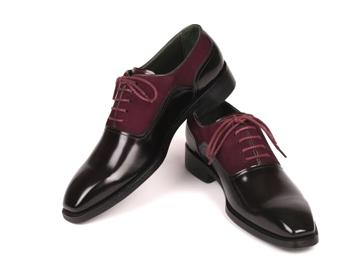 Paul Parkman Men's Suede And Black Patent Oxfords In Burgundy Shoes by Paul Parkman – Don't Panic Shoes