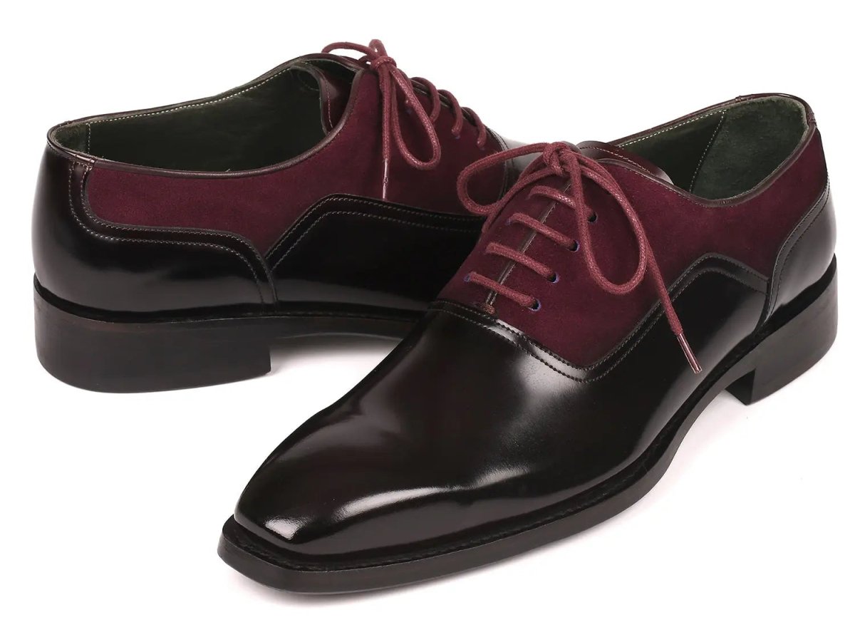 Paul Parkman Men's Suede And Black Patent Oxfords In Burgundy Shoes by Paul Parkman – Don't Panic Shoes