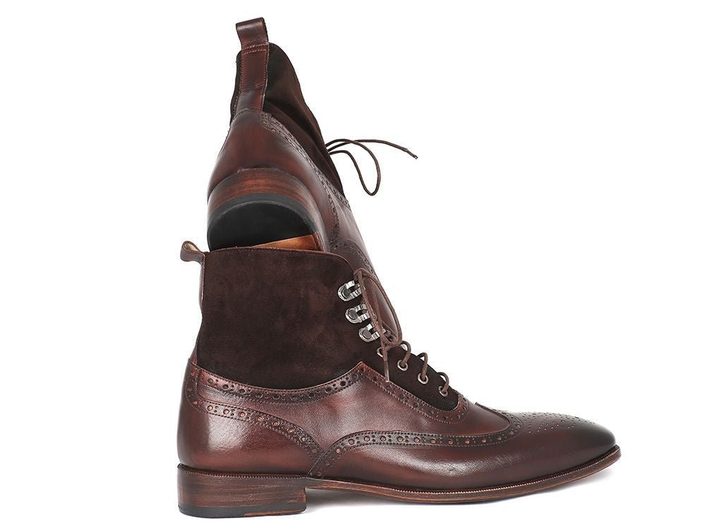 Paul Parkman Men's Suede And Leather WIngtip Boots in Brown Shoes by Paul Parkman – Don't Panic Shoes