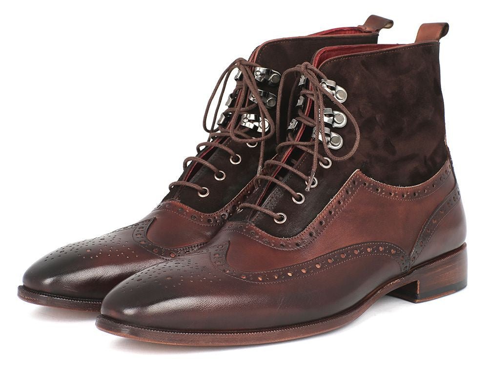 Paul Parkman Men's Suede And Leather WIngtip Boots in Brown Shoes by Paul Parkman – Don't Panic Shoes