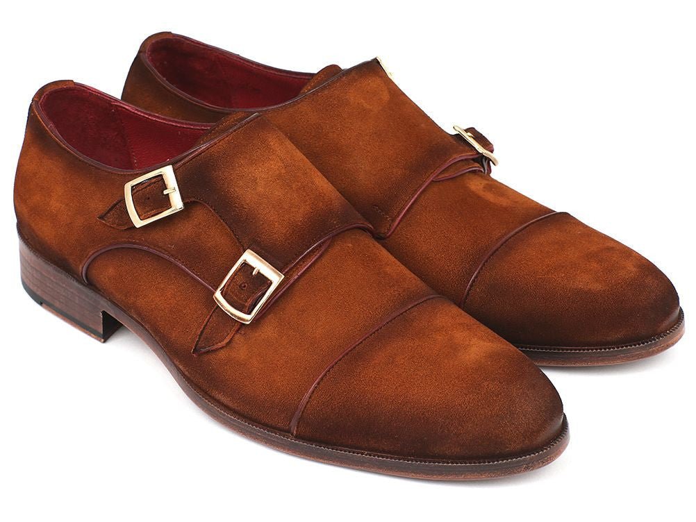 Paul Parkman Men's Suede Captoe Double Monkstraps In Camel Shoes by Paul Parkman – Don't Panic Shoes