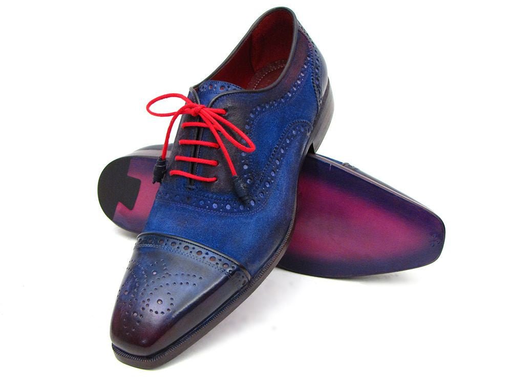 Paul Parkman Men's Suede Captoe Oxfords In Blue Shoes by Paul Parkman – Don't Panic Shoes