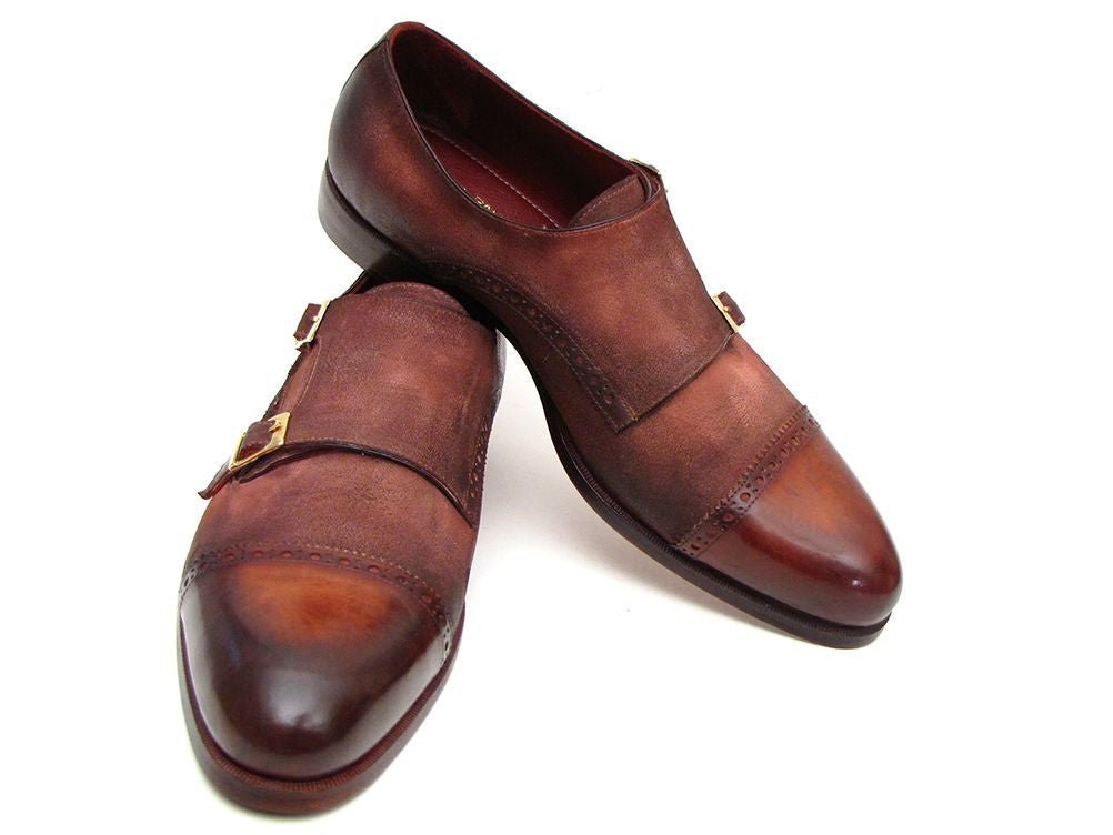 Paul Parkman Men's Suede Double Monkstraps In Antique Brown Shoes by Paul Parkman – Don't Panic Shoes