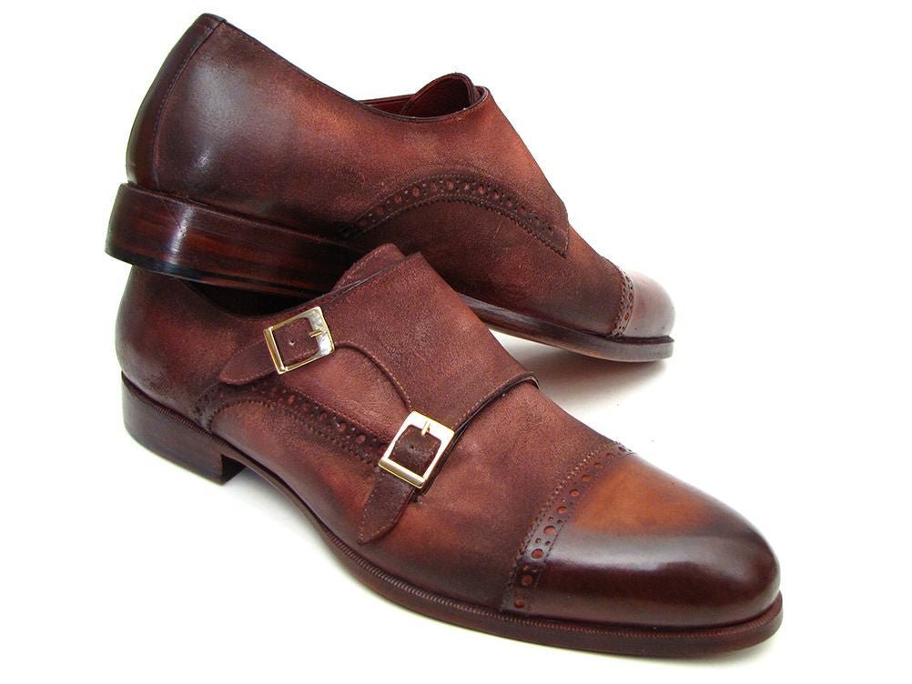 Paul Parkman Men's Suede Double Monkstraps In Antique Brown Shoes by Paul Parkman – Don't Panic Shoes