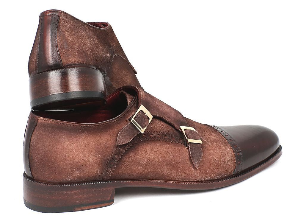 Paul Parkman Men's Suede Double Monkstraps In Brown And Beige Shoes by Paul Parkman – Don't Panic Shoes