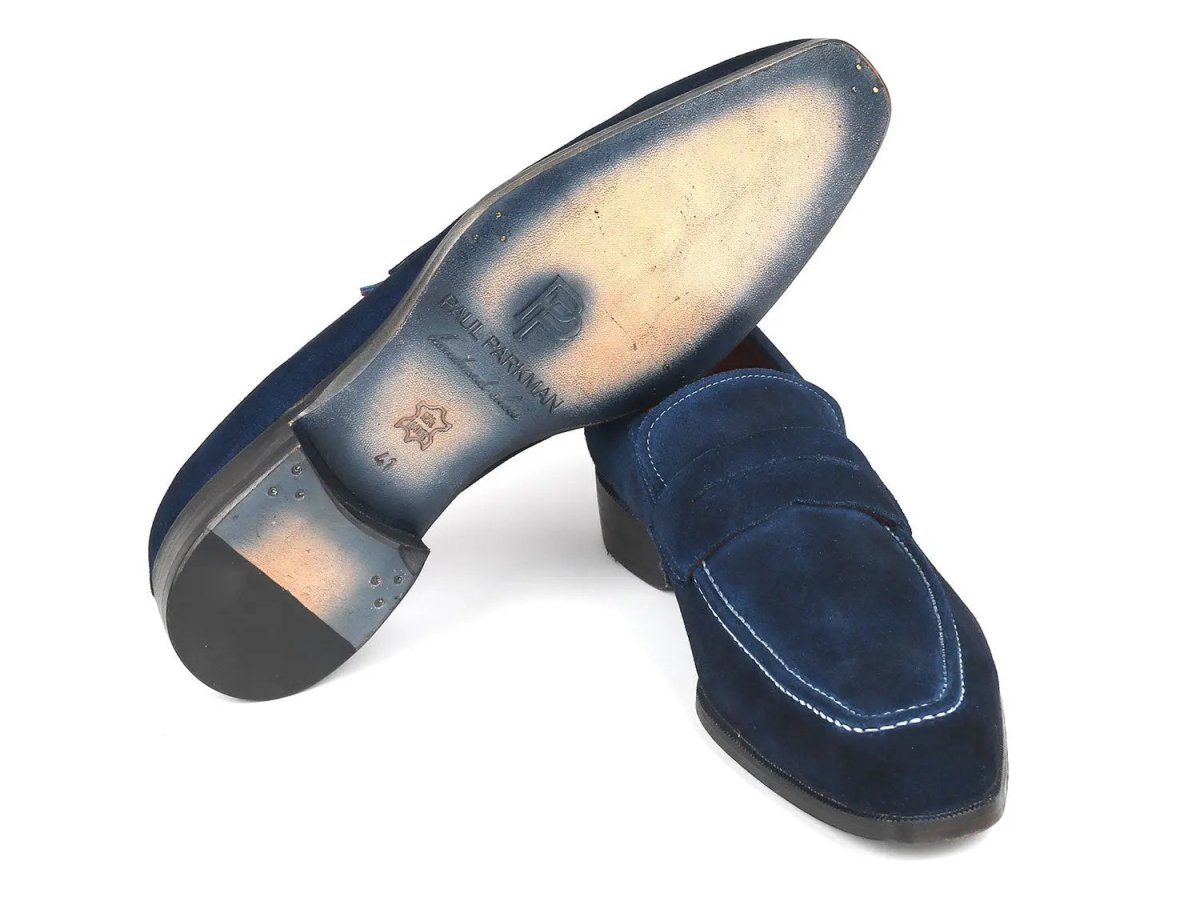 Paul Parkman Men's Suede Penny Loafers In Navy Shoes by Paul Parkman – Don't Panic Shoes