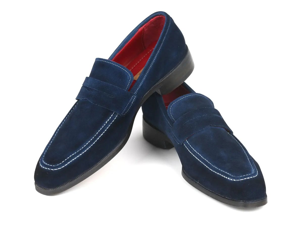 Paul Parkman Men's Suede Penny Loafers In Navy Shoes by Paul Parkman – Don't Panic Shoes