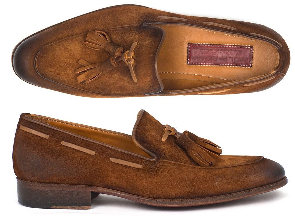 Paul Parkman Men's Tassel Loafer Brown Antique Suede Shoes (IdTab32fg) by Paul Parkman – Don't Panic Shoes
