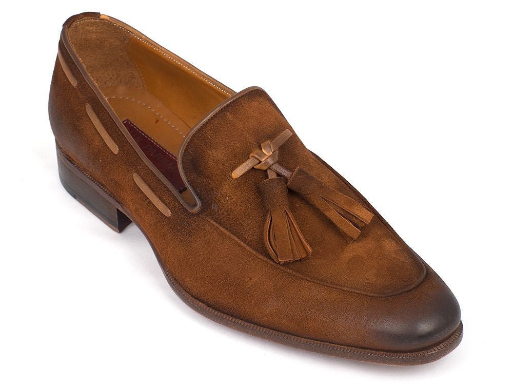 Paul Parkman Men's Tassel Loafer Brown Antique Suede Shoes (IdTab32fg) by Paul Parkman – Don't Panic Shoes