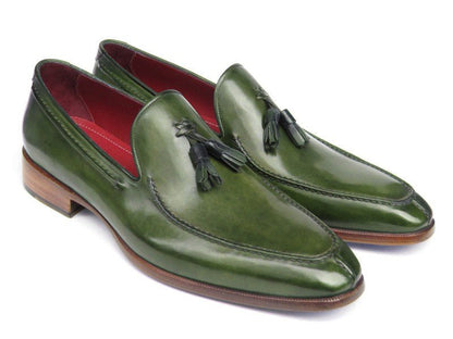 Paul Parkman Men's Tassel Loafer Green Hand Painted Leather (Id083 - Green) by Paul Parkman – Don't Panic Shoes