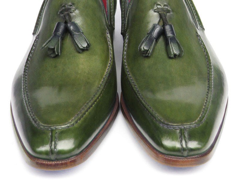 Paul Parkman Men's Tassel Loafer Green Hand Painted Leather (Id083 - Green) by Paul Parkman – Don't Panic Shoes