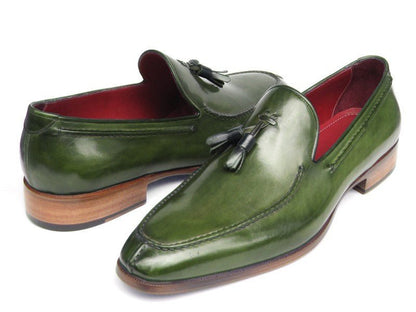 Paul Parkman Men's Tassel Loafer Green Hand Painted Leather (Id083 - Green) by Paul Parkman – Don't Panic Shoes