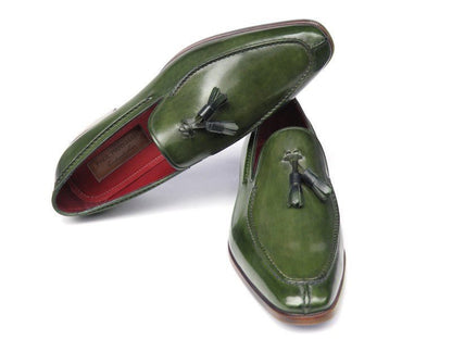 Paul Parkman Men's Tassel Loafer Green Hand Painted Leather (Id083 - Green) by Paul Parkman – Don't Panic Shoes
