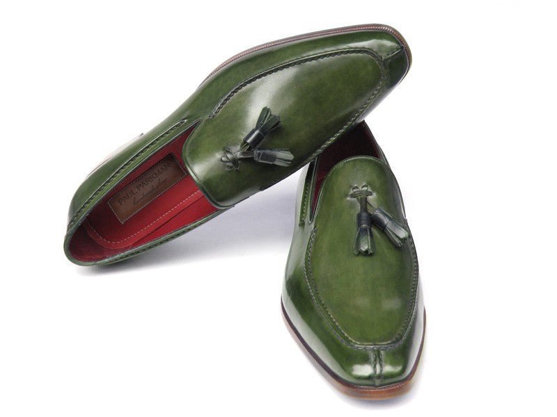 Paul Parkman Men's Tassel Loafer Green Hand Painted Leather (Id083 - Green) by Paul Parkman – Don't Panic Shoes