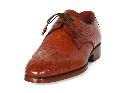 Paul Parkman Men's Tobacco Color Genuine Ostrich Leather Upper Derby Shoes (Id33b76 - Tab) Shoes by Paul Parkman – Don't Panic Shoes