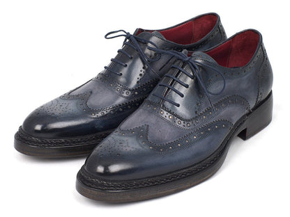 Paul Parkman Men's Triple Leather Sole Wingtip Brogues Blue (Id027 - Trp - Blu) by Paul Parkman – Don't Panic Shoes