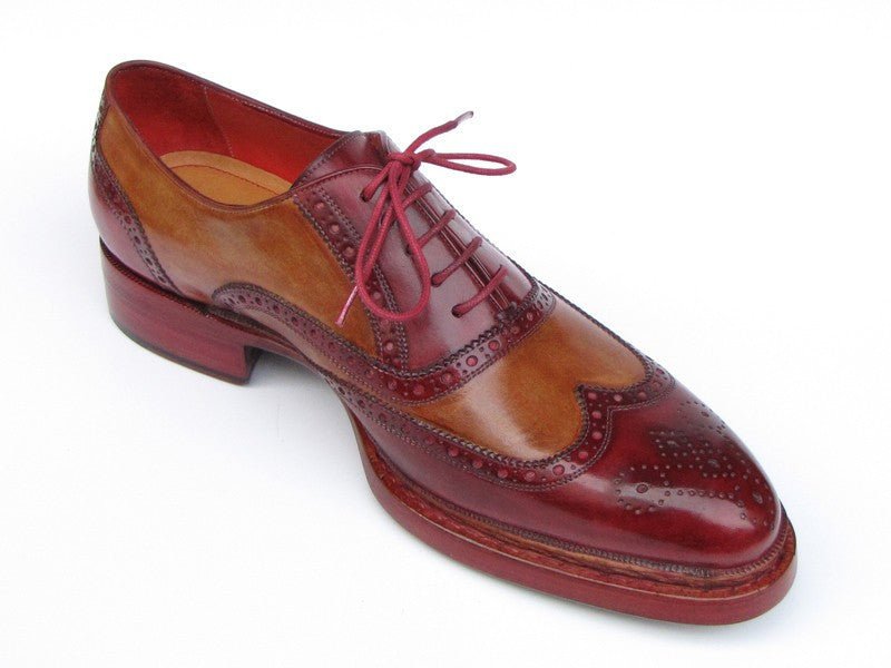 Paul Parkman Men's Triple Leather Sole Wingtip Brogues Bordeaux And Camel (Id027 - Trp - Cmlbrd) by Paul Parkman – Don't Panic Shoes