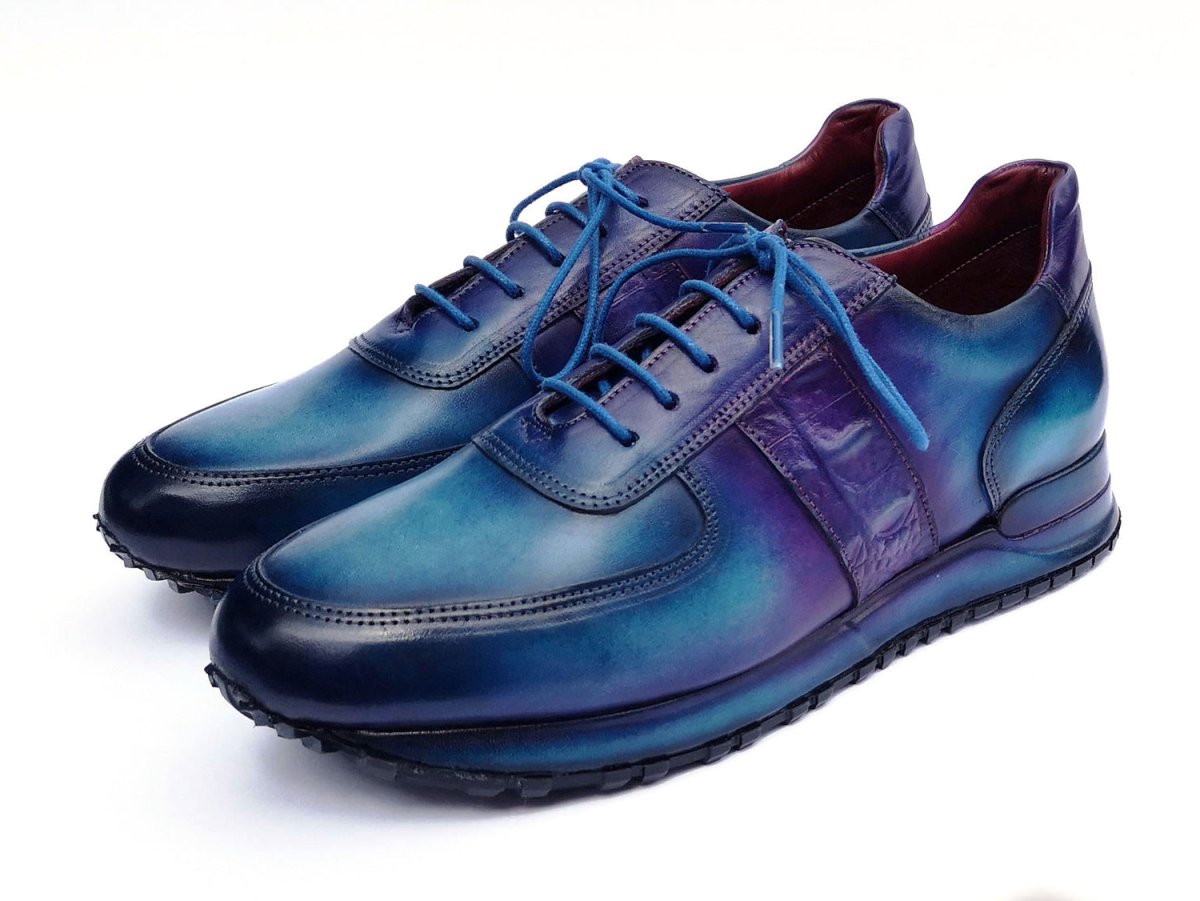 Paul Parkman Men's Turquoise And Purple Patina Sneakers Shoes by Paul Parkman – Don't Panic Shoes