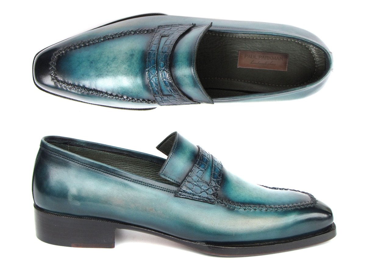 Paul Parkman Men's Turquoise Patina Handmade Loafers (Id6944 - Trq) Shoes by Paul Parkman – Don't Panic Shoes
