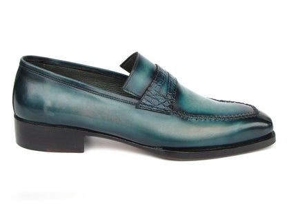 Paul Parkman Men's Turquoise Patina Handmade Loafers Shoes by Paul Parkman – Don't Panic Shoes