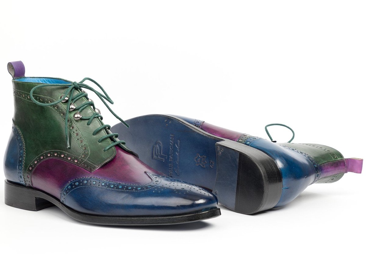 Paul Parkman Men's WIngtip Ankle Boots in Blue, Purple And Green Shoes by Paul Parkman – Don't Panic Shoes