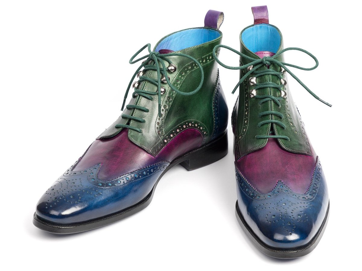 Paul Parkman Men's WIngtip Ankle Boots in Blue, Purple And Green Shoes by Paul Parkman – Don't Panic Shoes