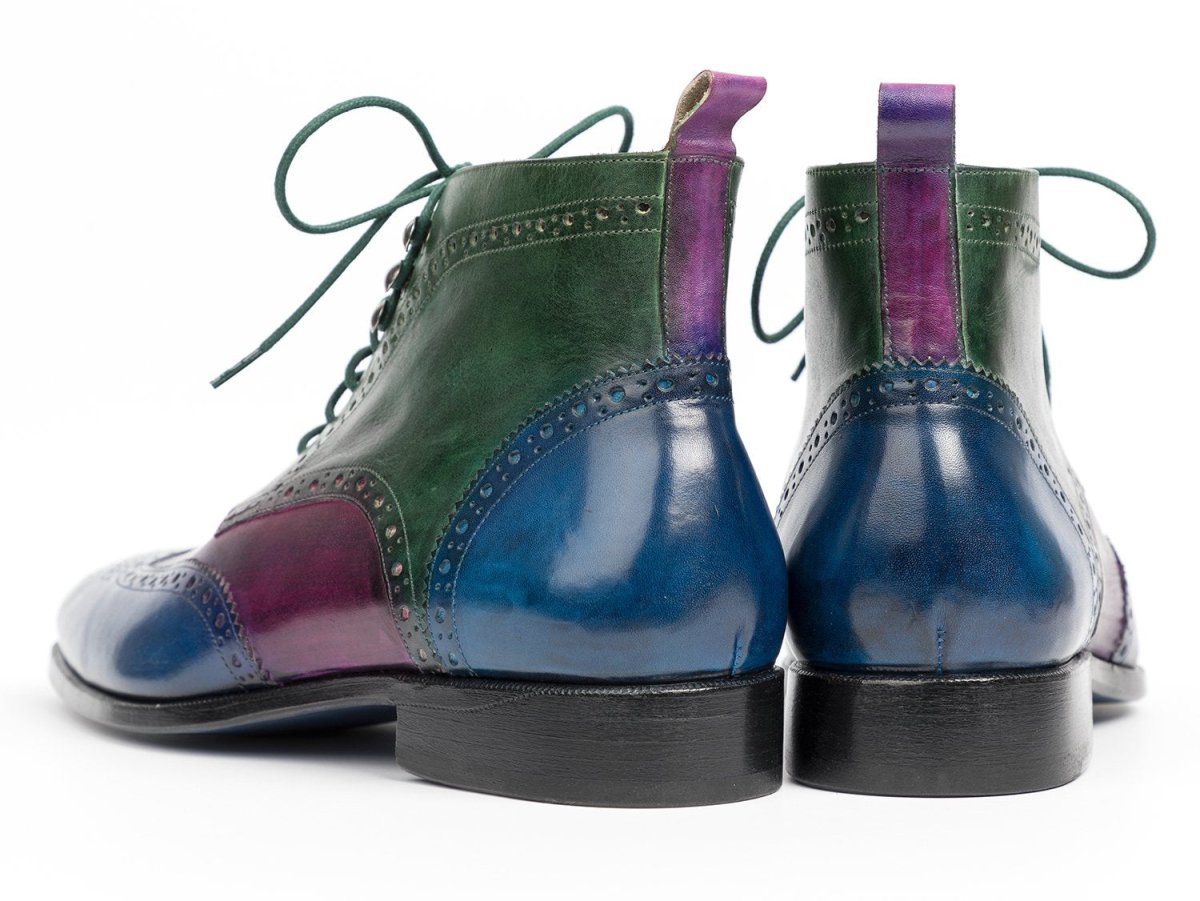 Paul Parkman Men's WIngtip Ankle Boots in Blue, Purple And Green Shoes by Paul Parkman – Don't Panic Shoes