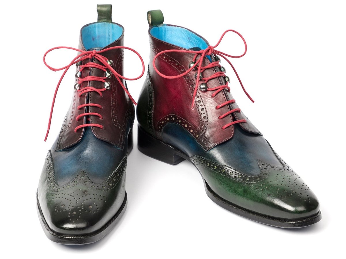 Paul Parkman Men's WIngtip Ankle Boots in Green, Blue And Bordeaux Shoes by Paul Parkman – Don't Panic Shoes
