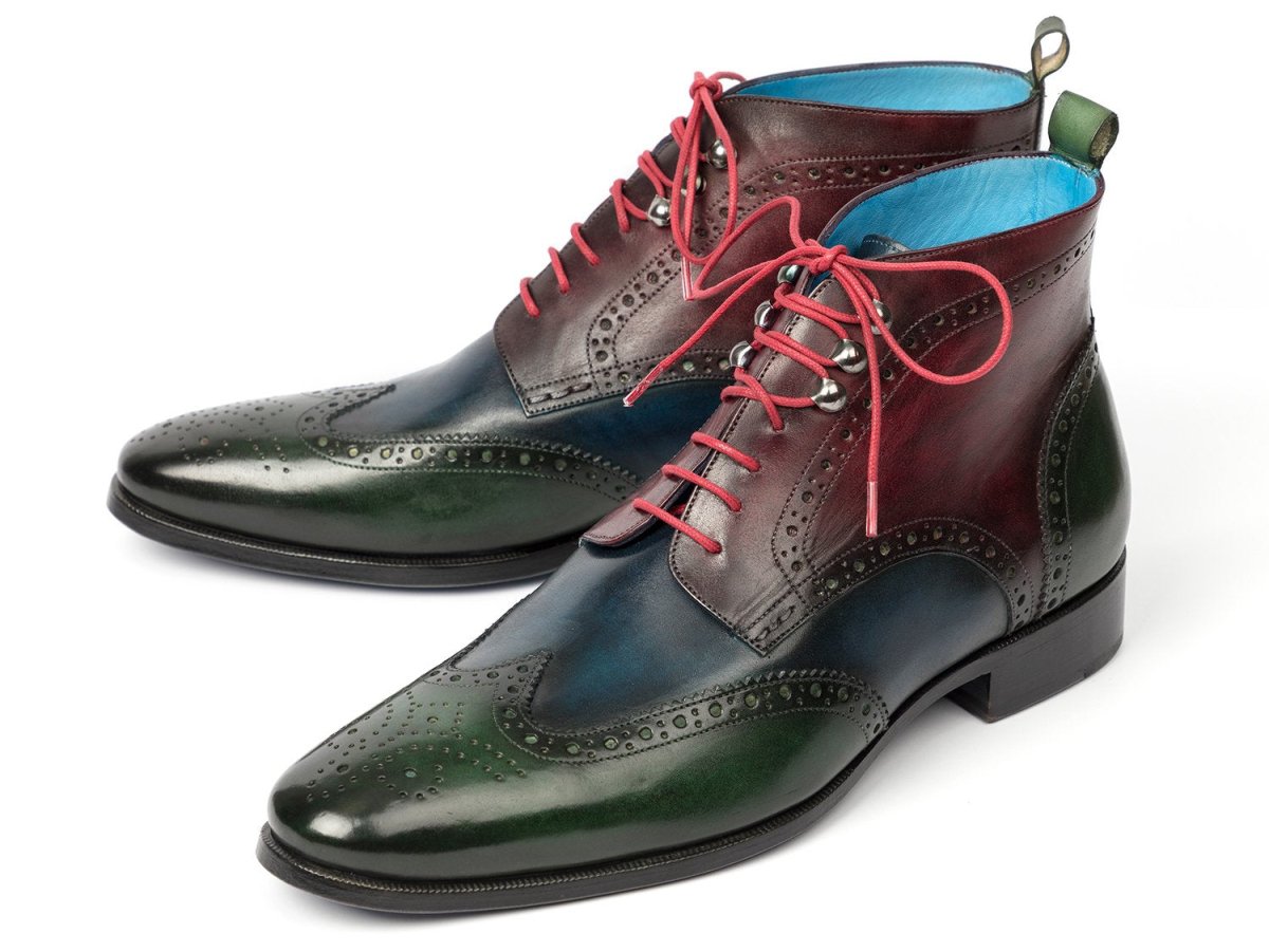 Paul Parkman Men's WIngtip Ankle Boots in Green, Blue And Bordeaux Shoes by Paul Parkman – Don't Panic Shoes