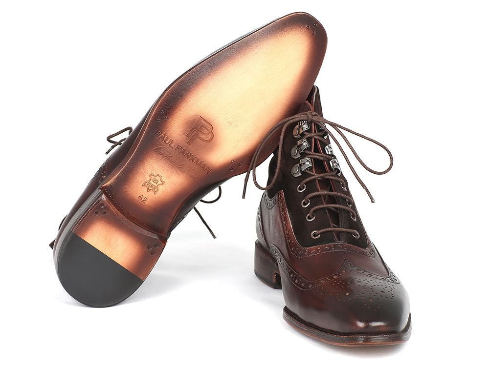 Paul Parkman Men's Wingtip Boots Brown Suede And Calfskin (Id991 - Brw) by Paul Parkman – Don't Panic Shoes