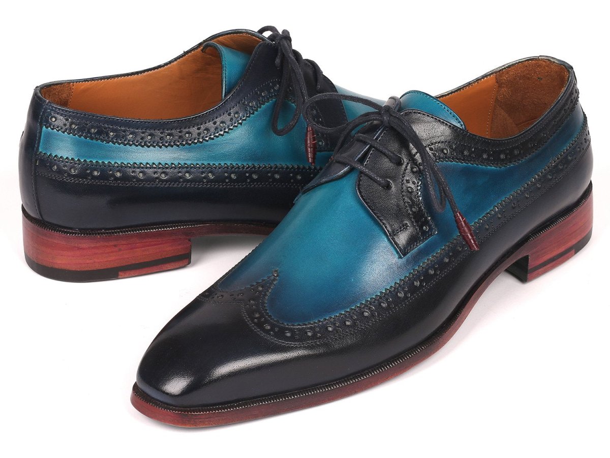 Paul Parkman Men's WIngtip Derby Shoes in Blue Dual Tone Shoes by Paul Parkman – Don't Panic Shoes