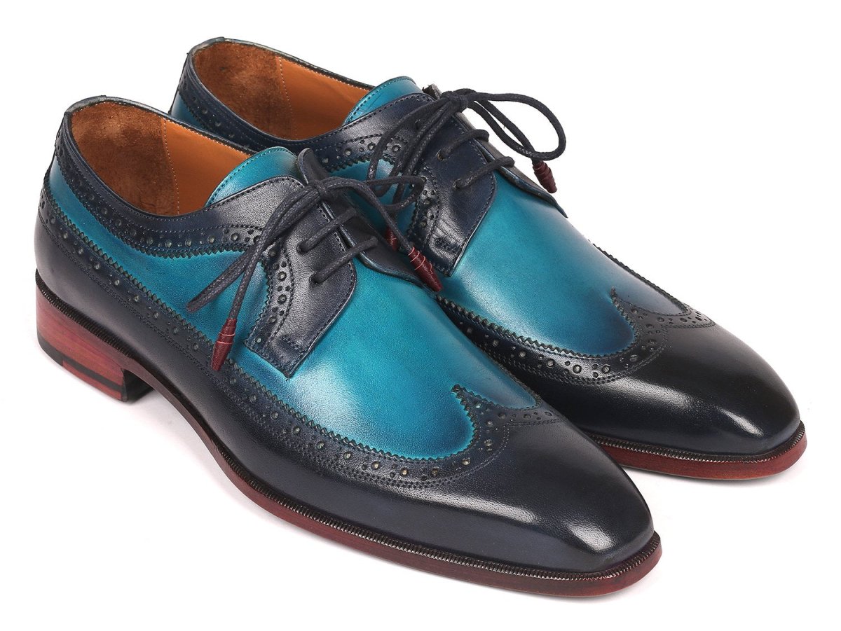 Paul Parkman Men's WIngtip Derby Shoes in Blue Dual Tone Shoes by Paul Parkman – Don't Panic Shoes