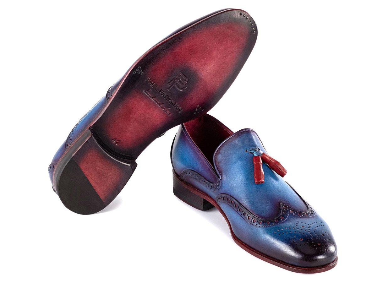 Paul Parkman Men's WIngtip Leather Tassel Loafers in Blue Shoes by Paul Parkman – Don't Panic Shoes