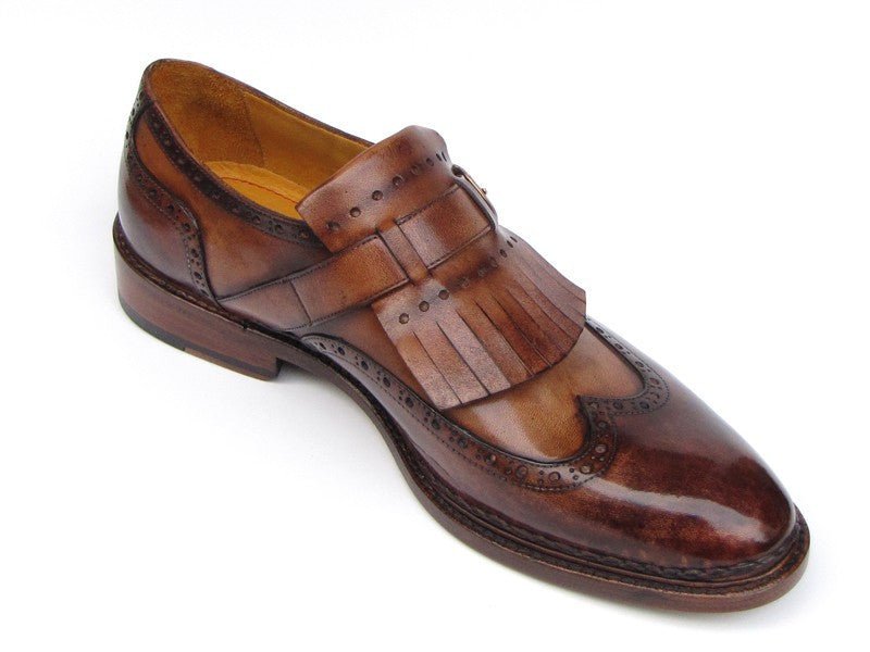 Paul Parkman Men's Wingtip Monkstrap Brogues Brown Hand - Painted Leather Upper With Double Leather Sole (Id060 - Brw) by Paul Parkman – Don't Panic Shoes