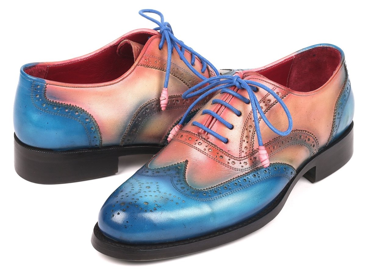 Paul Parkman Men's WIngtip Oxfords Goodyear Welted in Blue And Pink Shoes by Paul Parkman – Don't Panic Shoes