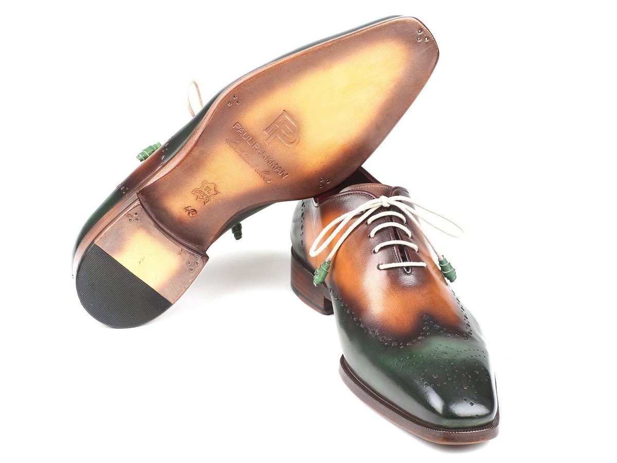 Paul Parkman Men's WIngtip Oxfords in Green And Camel Shoes by Paul Parkman – Don't Panic Shoes
