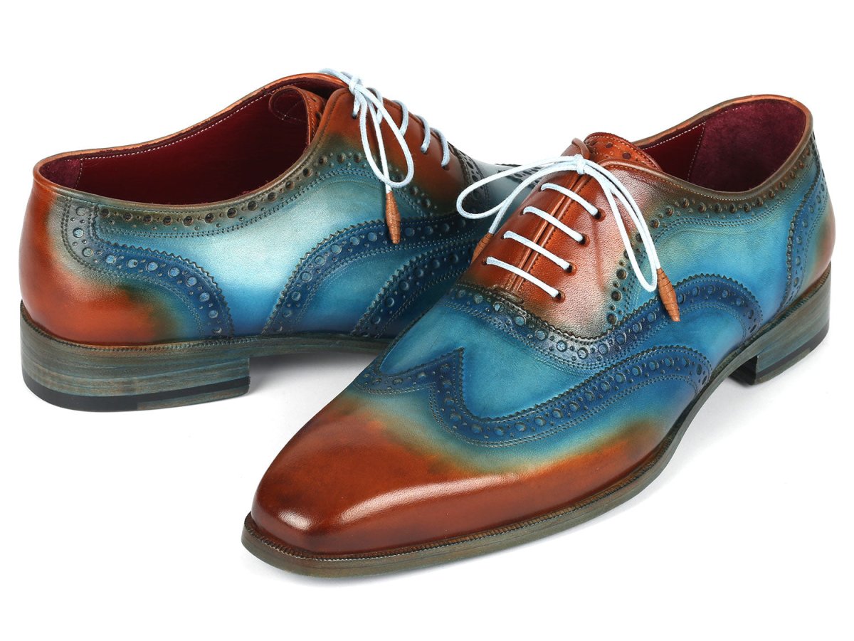 Paul Parkman Men's Wingtip Oxfords Turquoise And Tobacco (Id228 - Trq) Shoes by Paul Parkman – Don't Panic Shoes