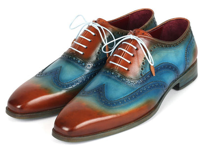 Paul Parkman Men's Wingtip Oxfords Turquoise And Tobacco (Id228 - Trq) Shoes by Paul Parkman – Don't Panic Shoes