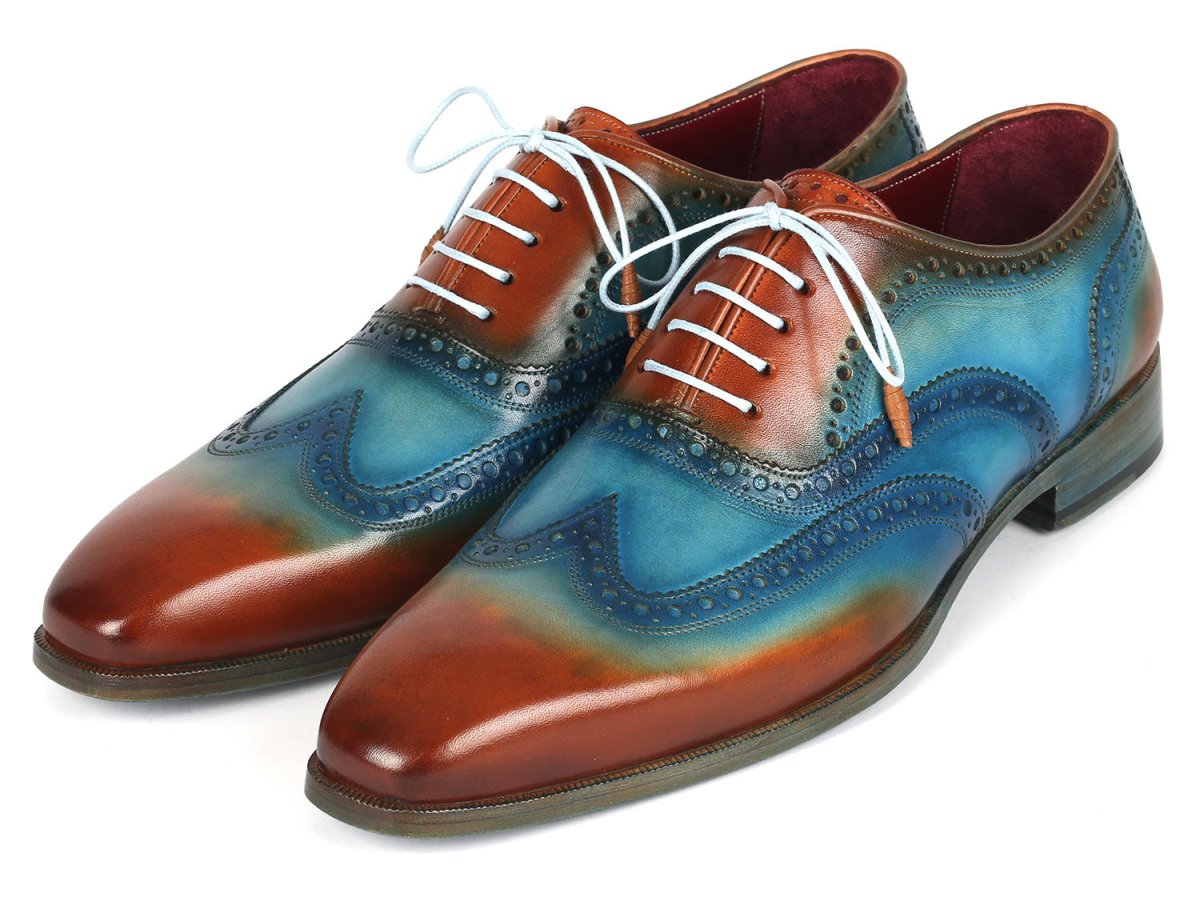 Paul Parkman Men's Wingtip Oxfords Turquoise / Tobacco Shoes by Paul Parkman – Don't Panic Shoes