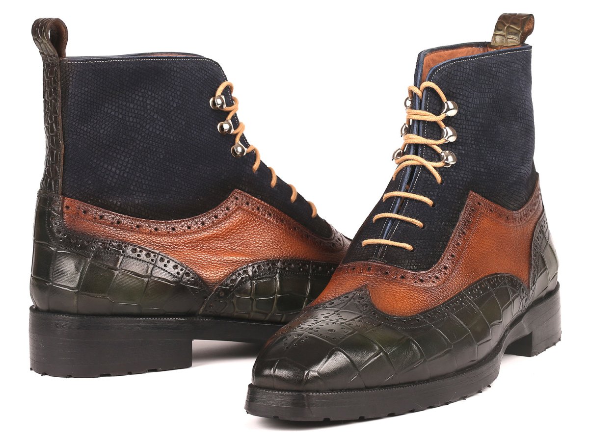 Paul Parkman Men's WIngtip Rubber Sole Boots in Three Tones Shoes by Paul Parkman – Don't Panic Shoes