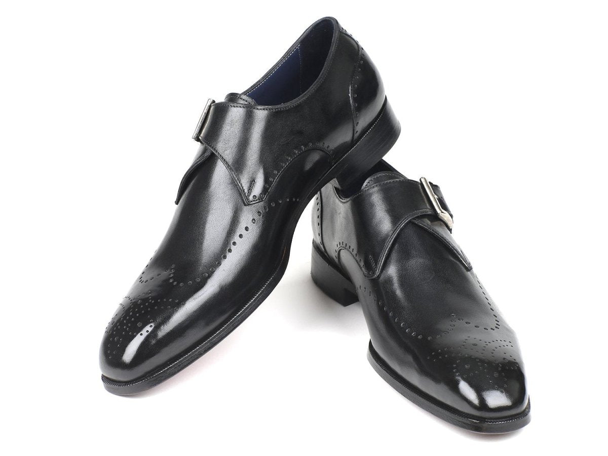 Paul Parkman Men's WIngtip Single Monkstraps in Black Shoes by Paul Parkman – Don't Panic Shoes