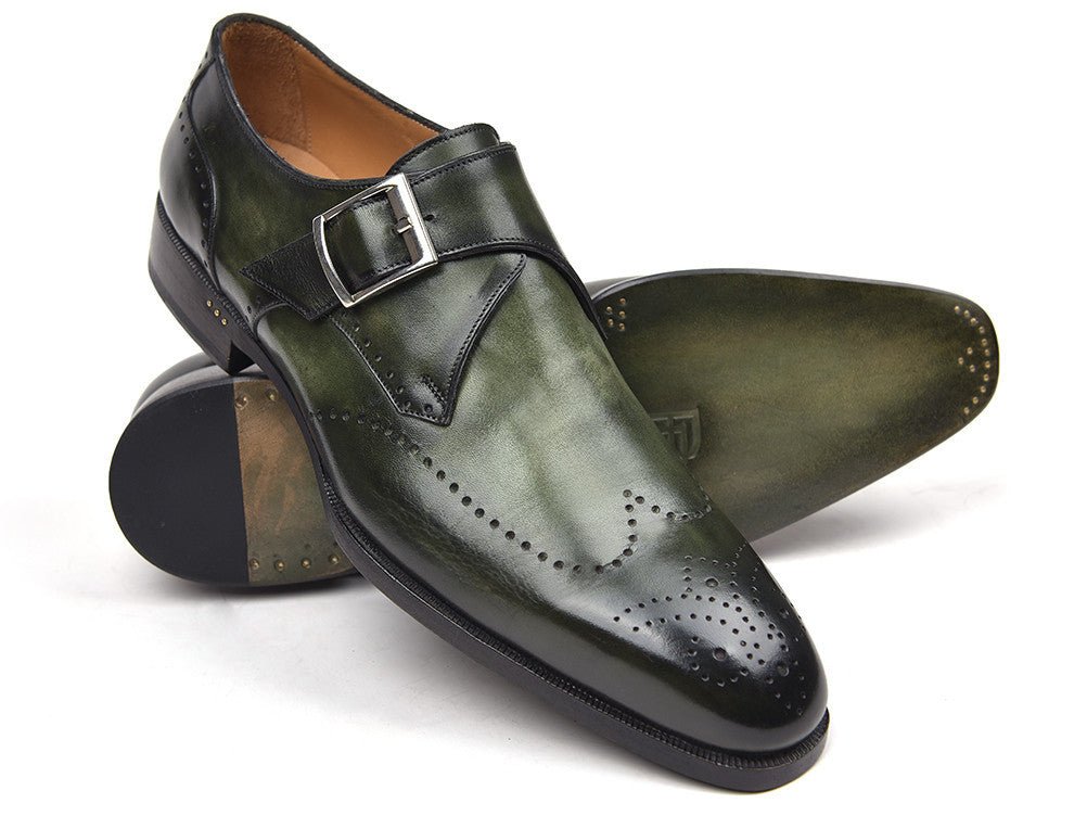 Paul Parkman Men's WIngtip Single Monkstraps in Green Shoes by Paul Parkman – Don't Panic Shoes
