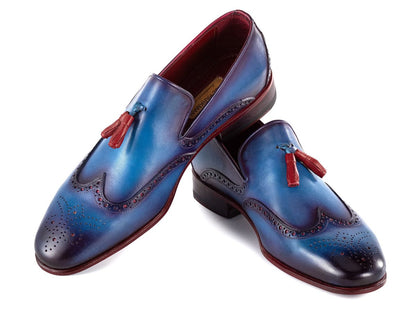 Paul Parkman Men's Wingtip Tassel Loafers Blue Leather (IdWl667 - Blu) Shoes by Paul Parkman – Don't Panic Shoes