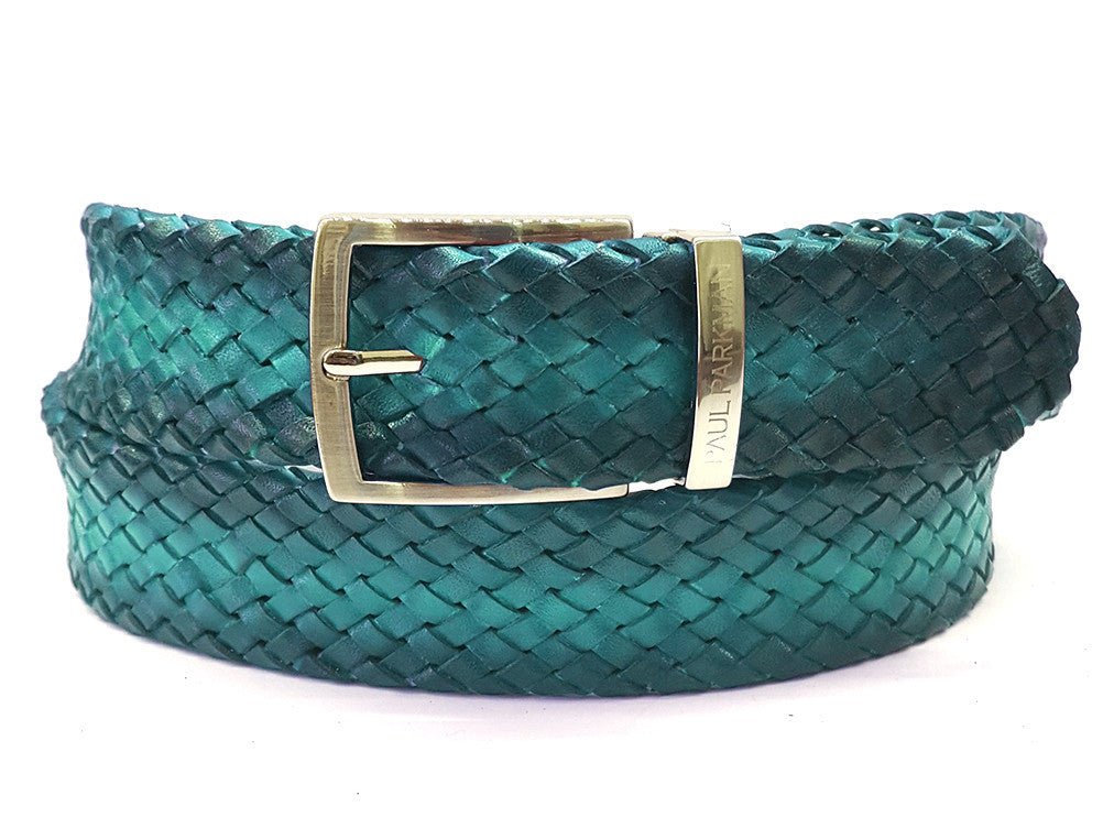 Paul Parkman Men's Woven Leather Belt Turquoise (IdB07 - Trq) by Paul Parkman – Don't Panic Shoes