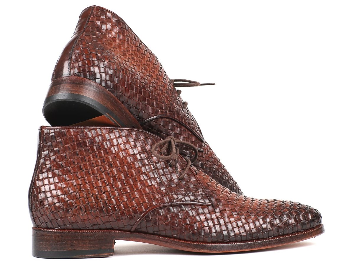 Paul Parkman Men's Woven Leather Chukka Boots In Brown Shoes by Paul Parkman – Don't Panic Shoes