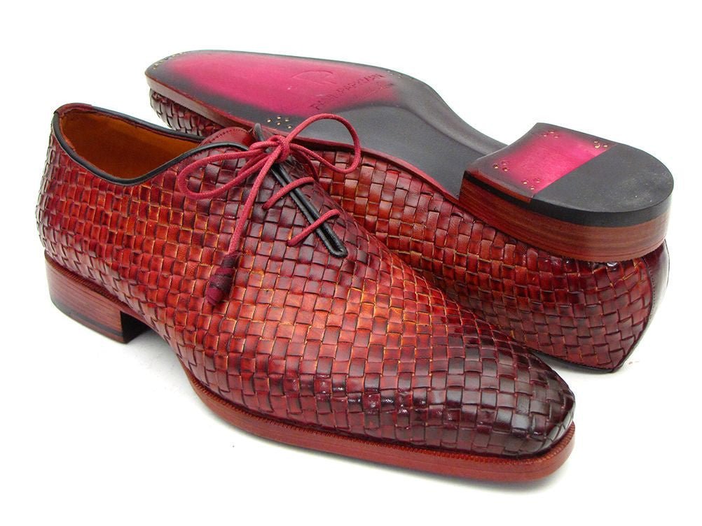 Paul Parkman Men's Woven Leather Oxfords In Bordeaux And Tobacco Shoes by Paul Parkman – Don't Panic Shoes